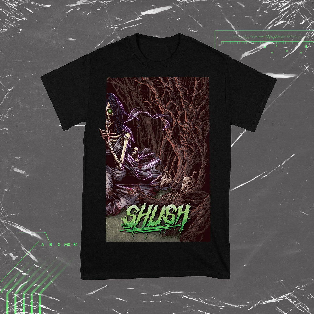 SHUSH: FULL COLOUR DELUXE 'HEL' ALBUM ART TSHIRT
