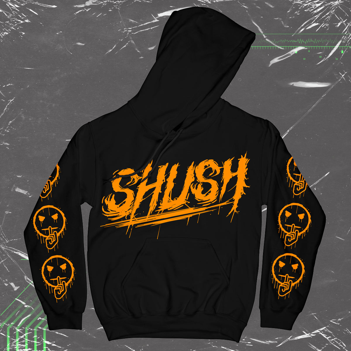 SHUSH: ORANGE EMOJI HOODIE